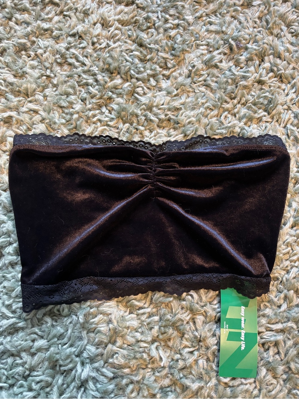 🖤NWT Black Velvet & Lace Bandeau Top